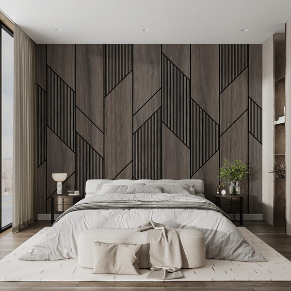 Geometric pattern on wood surface Wall mural Geometric pattern on wood surface
