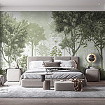 Wall mural Deer in tranquil forest scene