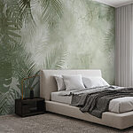 Wall mural Tropical leaves on textured background