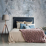 Wall mural Silver palm leaves on textured background