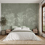 Wall mural Delicate flowers on textured green background