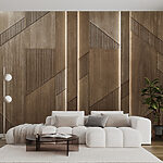 Wall mural Textured wooden panels with geometric design