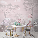 Wall mural Cartoon of a pink bear