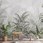 Wall mural Lush greenery with tropical leaves
