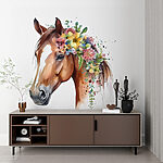 Wall mural Horse adorned with vibrant flowers
