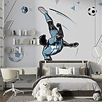 Wall mural Soccer player in mid-air kick