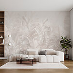 Wall mural Leaves pattern in soft sepia tones