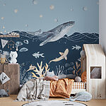 Wall mural Watercolor of a whale