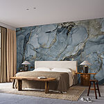 Wall mural Blue abstract marble texture pattern