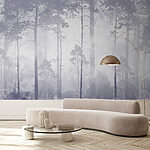 Wall mural Foggy forest with tall trees