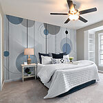 Wall mural Black circle with white lines