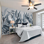 Wall mural Tropical foliage drawing with intricate details