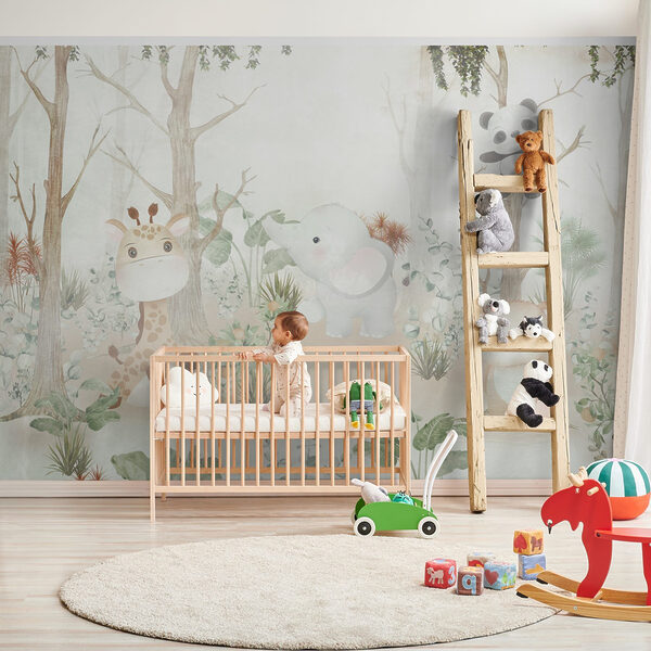 Wall mural Giraffe with a face mask