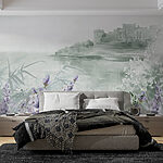 Wall murals Watercolor painting of a castle and flowers