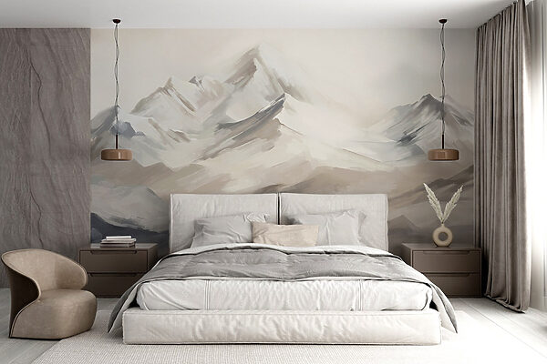 Painting of a mountain range Wall murals Painting of a mountain range