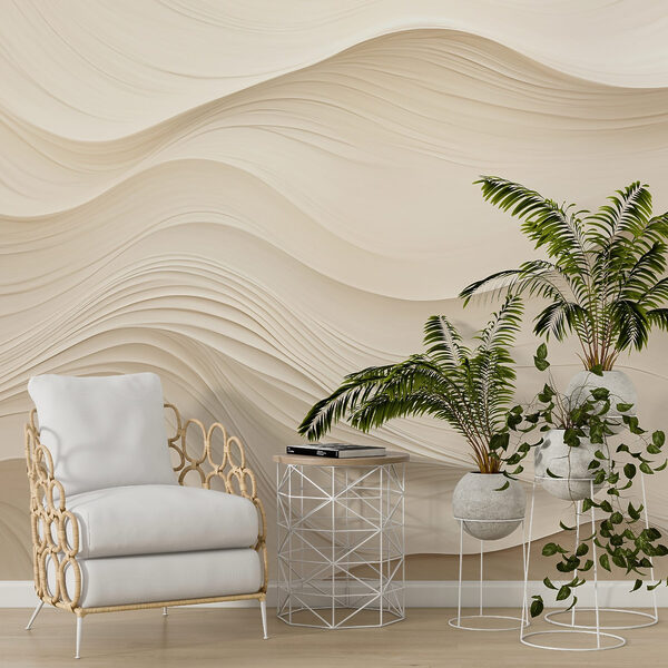 White wavy lines on a white surface Wall murals White wavy lines on a white surface