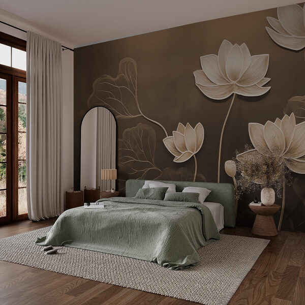 Wall murals Delicate blooms on a muted background (SKU: w03591) Wall murals Wall murals Delicate blooms on a muted background (SKU: w03591)