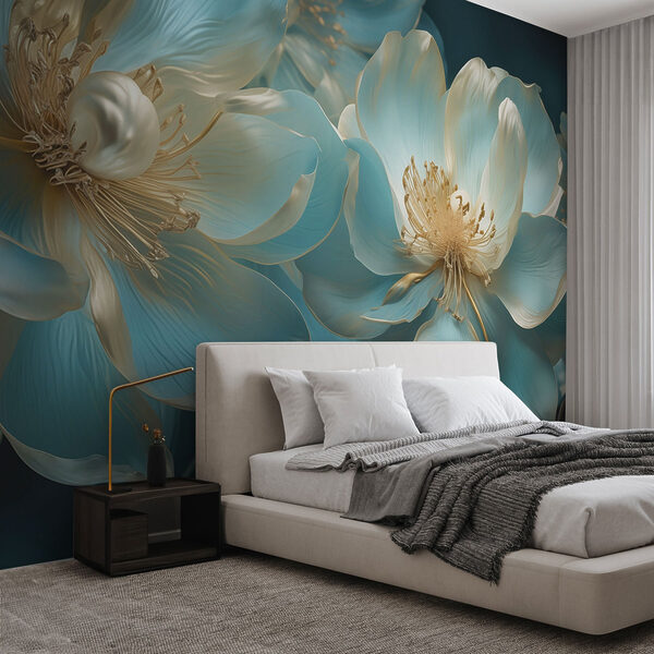 Wall murals Delicate blooms in calming blue hues (SKU: w03652) Wall murals Wall murals Delicate blooms in calming blue hues (SKU: w03652)