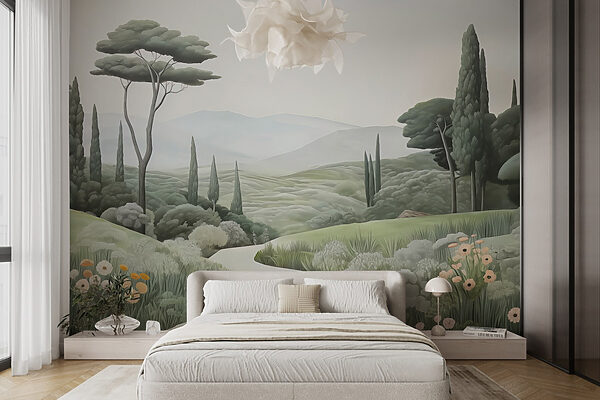 Landscape with a path and trees Wall murals Landscape with a path and trees