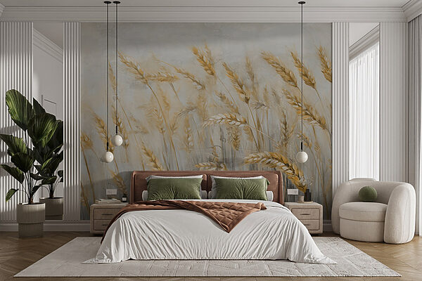Painting of wheat in a field Wall murals Painting of wheat in a field