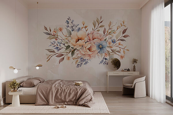 Wall murals Bouquet of flowers on a white background (SKU: w03613) Wall murals Wall murals Bouquet of flowers on a white background (SKU: w03613)