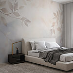 Wall murals White and gray leaves on a white background