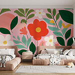 Wall murals Pattern of flowers and leaves