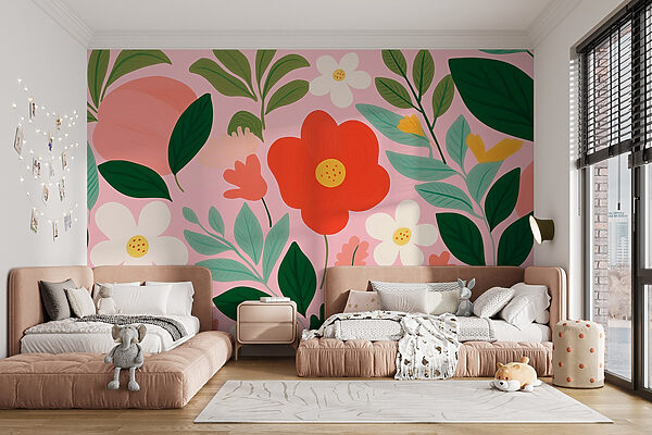 Pattern of flowers and leaves Wall murals Pattern of flowers and leaves