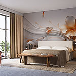 Wall murals Elegant floral design with flowing lines