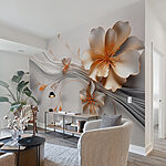 Wall mural Elegant floral design with flowing lines