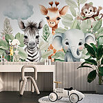 Wall murals Group of animals with leaves