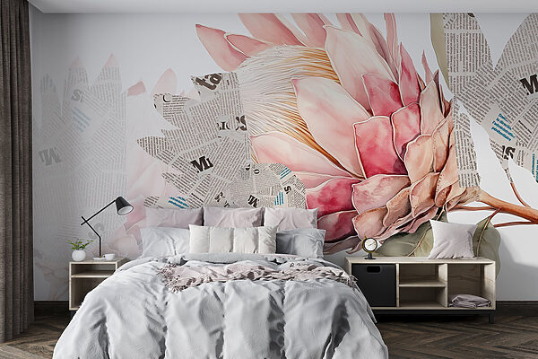 Flower with newspaper and newspaper Wall murals Flower with newspaper and newspaper
