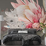 Wall murals Flower with leaves and a newspaper