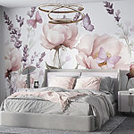 Wall murals Painting of flowers and butterflies