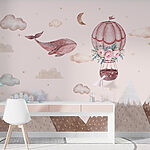 Wall murals Whale and a hot air balloon
