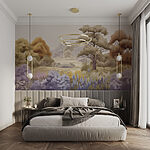 Wall murals Landscape with trees and flowers