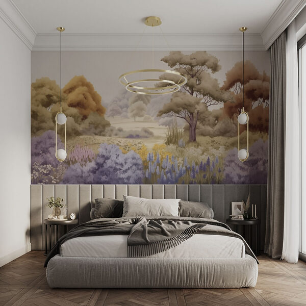 Landscape with trees and flowers Wall murals Landscape with trees and flowers