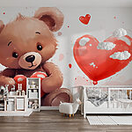 Wall murals Teddy bear holding a heart