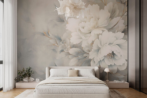 Delicate floral composition in soft hues Wall murals Delicate floral composition in soft hues