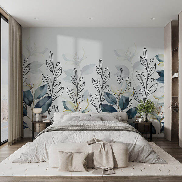 Delicate blooms on a soft backdrop Wall murals Delicate blooms on a soft backdrop