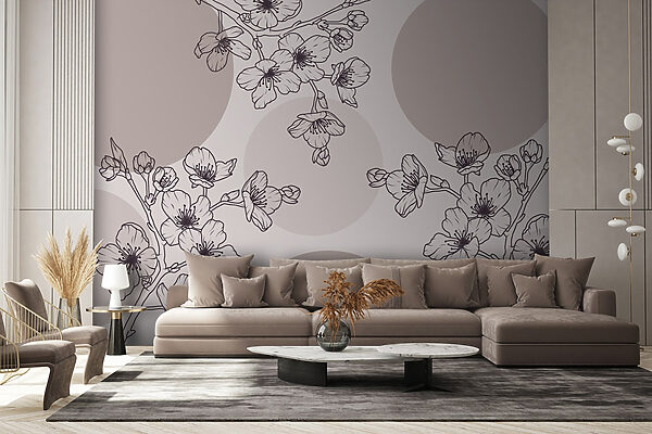 Delicate blooms in soft tones Wall murals Delicate blooms in soft tones