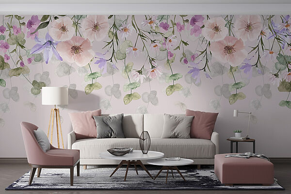 Group of flowers and leaves Wall murals Group of flowers and leaves