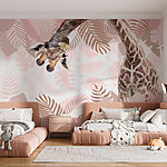 Wall murals Giraffe with a pattern of leaves