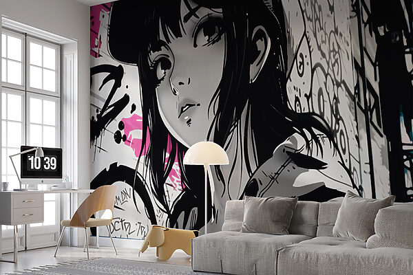 Cartoon of a woman with a hat Wall murals Cartoon of a woman with a hat
