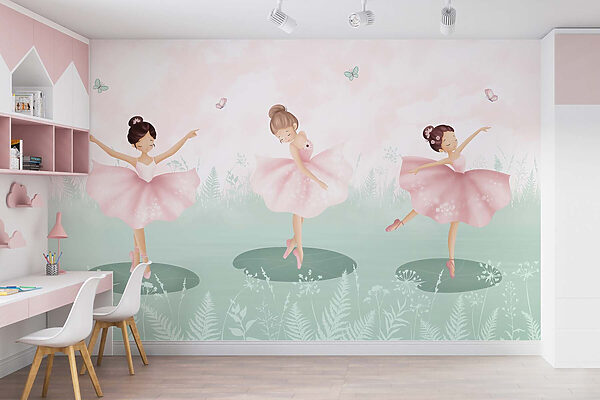 Group of girls dancing in a field Wall murals Group of girls dancing in a field