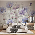 Wall murals Painting of flowers on a white background