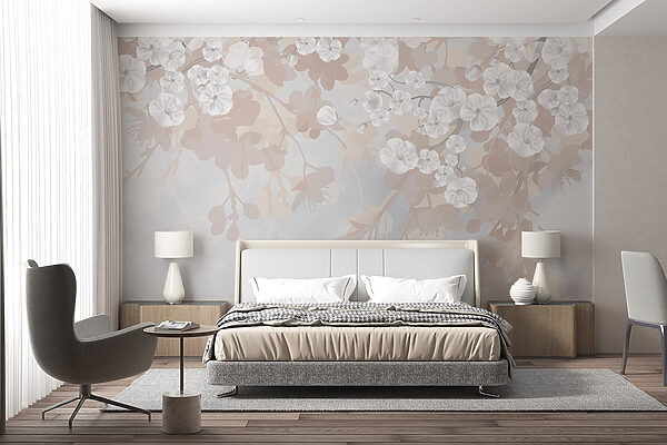 White flowers on a branch Wall murals White flowers on a branch