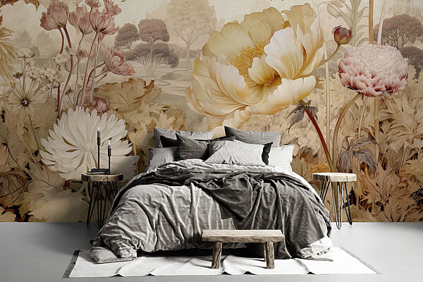 Soft floral bouquet in pastel tones Wall murals Soft floral bouquet in pastel tones