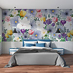 Wall murals Group of flowers with leaves