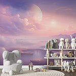 Wall mural Landscape with clouds and a moon